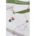 Комплект Van Cleef Alhambra Mini темный перламутр (серьги, браслет, кулон)