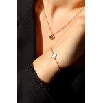 Комплект Van Cleef Alhambra Mini темный перламутр (серьги, браслет, кулон)