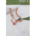 Комплект Van Cleef Alhambra Mini темный перламутр (серьги, браслет, кулон)