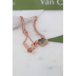 Комплект Van Cleef Alhambra Mini темный перламутр (серьги, браслет, кулон)