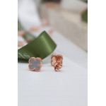 Комплект Van Cleef Alhambra Mini темный перламутр (серьги, браслет, кулон)