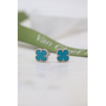 Серьги Van Cleef Alhambra Mini голубые