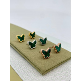 Комплект Van Cleef Alhambra Butterfly малахит (серьги, кулон)