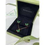 Комплект Van Cleef Alhambra Butterfly малахит (серьги, кулон)