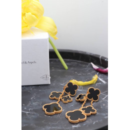 Серьги Van Cleef Alhambra 4 разных мотива, оникс