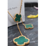 Колье Van Cleef Alhambra 6 мотивов, малахит