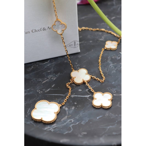 Колье Van Cleef Alhambra 6 мотивов, перламутр