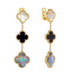 Серьги Van Cleef Alhambra 3 мотива (перламутр, оникс)