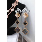 Серьги Van Cleef Alhambra 3 мотива (перламутр, оникс)
