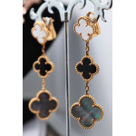 Серьги Van Cleef Alhambra 3 мотива (перламутр, оникс)