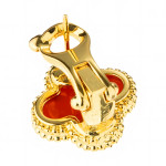 Серьги Van Cleef 1 мотив красные в желтом