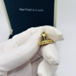 Серьги Van Cleef 1 мотив красные в желтом