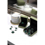 Комплект Van Cleef Alhambra, малахит (серьги, браслет, кольцо)