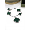 Комплект Van Cleef Alhambra, малахит (серьги, браслет, кольцо)