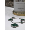 Комплект Van Cleef Alhambra, малахит (серьги, браслет, кольцо)