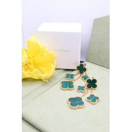 Серьги Van Cleef Alhambra, малахит 4 мотива