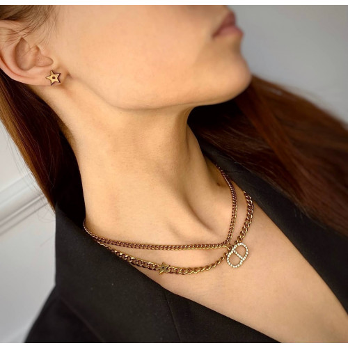 Комплект Dior (серьги, колье двухслойное)
