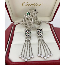 Комплект Panthere De Cartier (серьги кисти с камнями, кольцо)