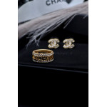 Комплект Chanel золотистый (серьги, кольцо)