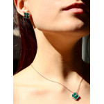 Серьги Van Cleef Alhambra малахит, с цирконом
