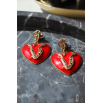 Серьги Versace сердечки красные