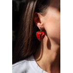 Серьги Versace сердечки красные