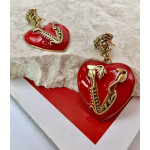 Серьги Versace сердечки красные