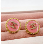 Серьги Chanel розовые, круглые