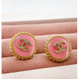 Серьги Chanel розовые, круглые