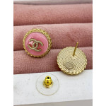 Серьги Chanel розовые, круглые