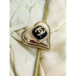 Брошь Chanel В Виде Сердечка, Чёрная Вставка