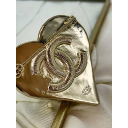 Брошь Chanel В Виде Сердечка, Чёрная Вставка