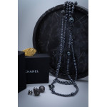Комплект Chanel роскошный чёрный (серьги, колье)