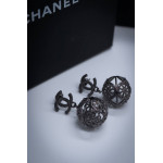Комплект Chanel роскошный чёрный (серьги, колье)