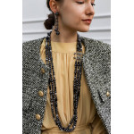Комплект Chanel чёрный (длинные серьги, длинные бусы)