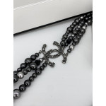 Комплект Chanel чёрный (длинные серьги, длинные бусы)