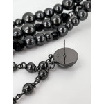 Комплект Chanel чёрный (длинные серьги, длинные бусы)