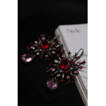 Серьги Alexander McQueen пышные, с розовыми и красными камнями