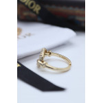 Комплект Dior с жемчугом, золотистый (серьги, колье, кольцо)