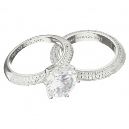 Кольцо Tiffany Setting белое крупное с камнями