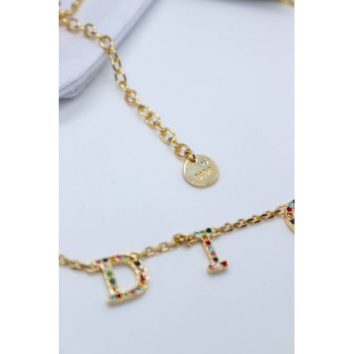 Комплект Dior с разноцветными камнями (серьги, кольцо, колье, брошь)
