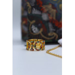 Комплект Dior с разноцветными камнями (серьги, кольцо, колье, брошь)