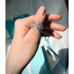 Кольцо Tiffany Victoria белое широкое с камнями