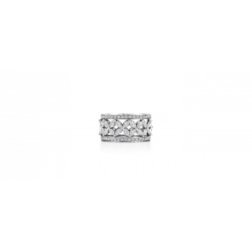Кольцо Tiffany Victoria белое широкое с камнями