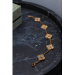 Браслет Van Cleef Alhambra 5 мотивов, цирконы, желтый металл