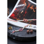 Комплект Dior с розовыми вставками (серьги, колье, браслет, кольцо)