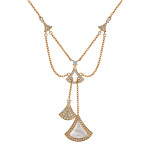Комплект Bvlgari Divas Dream под розовое золото с цирконами (серьги, колье)