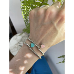 Браслет и серьги Tiffany сердечки серебро 925 (розовые)