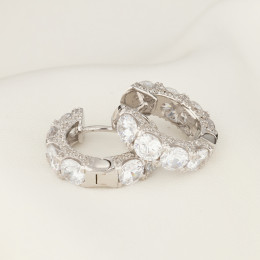 Серьги кольца Tiffany Embrace белые с камнями