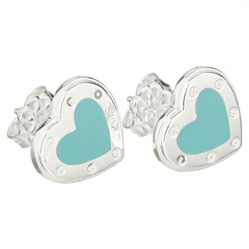 Серьги Tiffany белые с голубым с кантом